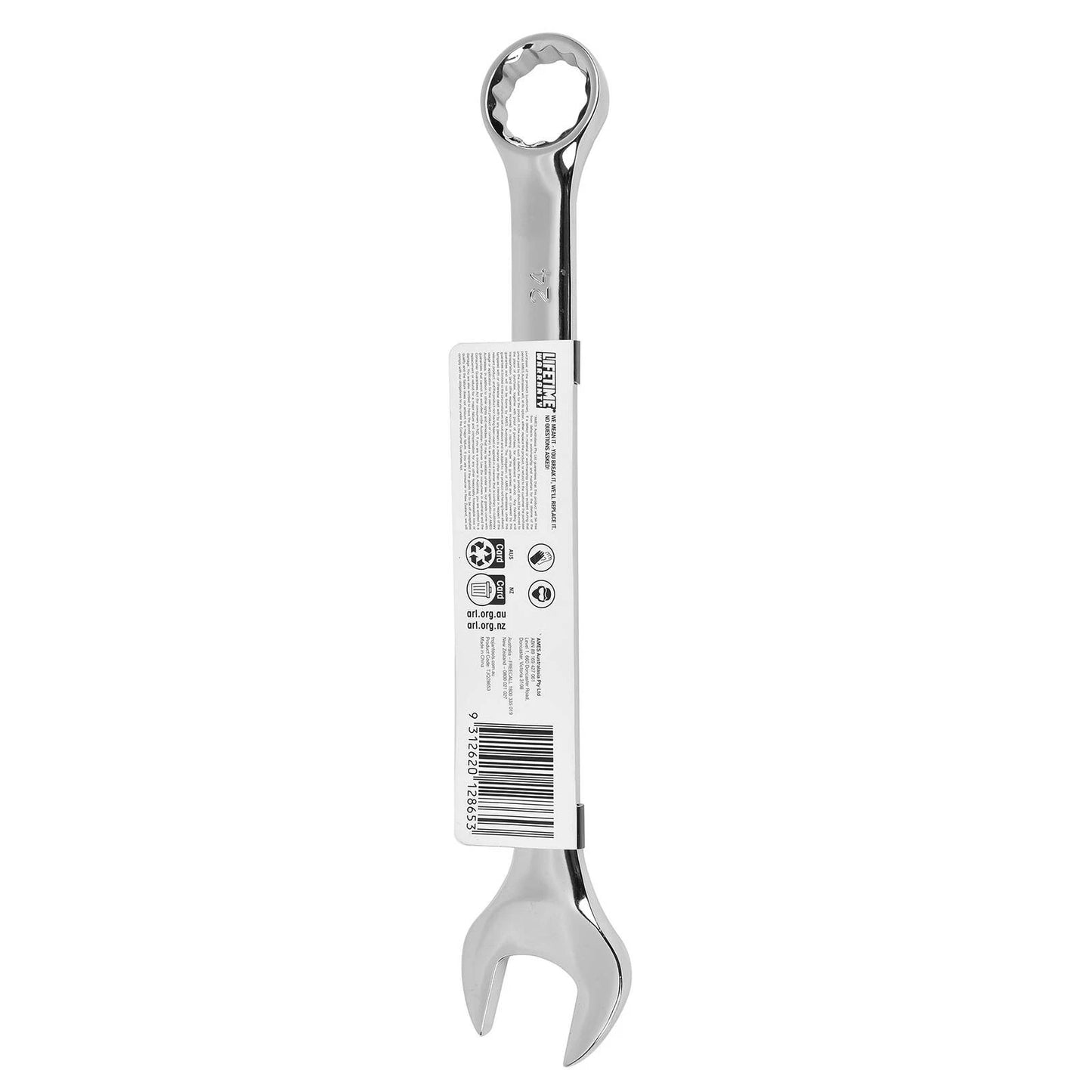 Trojan 24mm Combination Spanner, Chrome Vanadium, 12 Point Ring, Lifetime Warranty