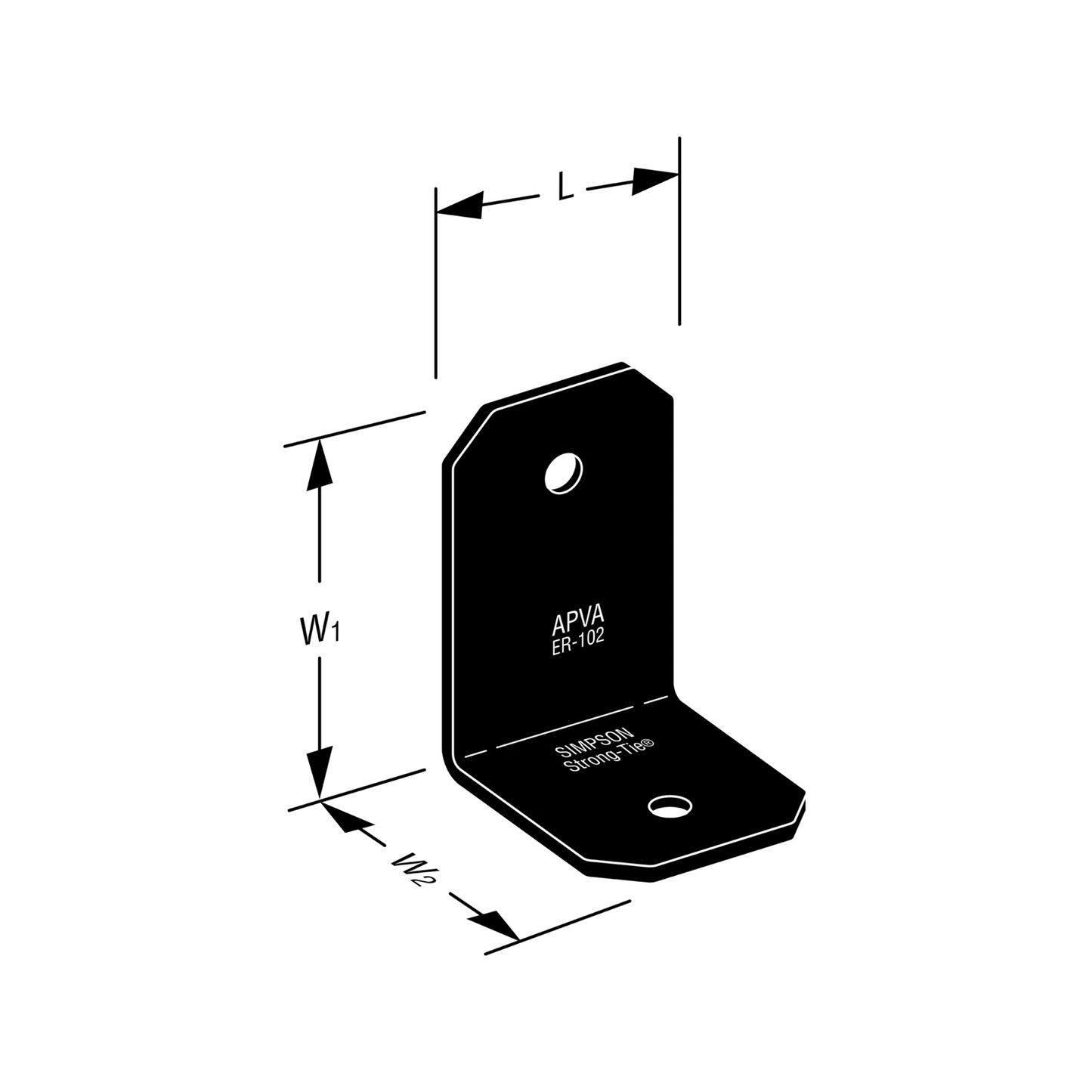 Simpson Strong-Tie Black Outdoor Angle Bracket 50x40x35mm, Corrosion Resistant, Matte Finish