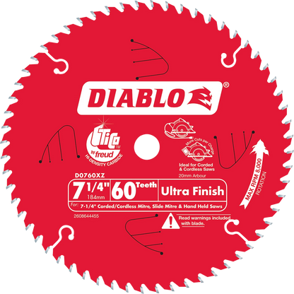 Diablo 184mm 60T Ultra Finish Circular Saw Blade for Hardwood & Plywood