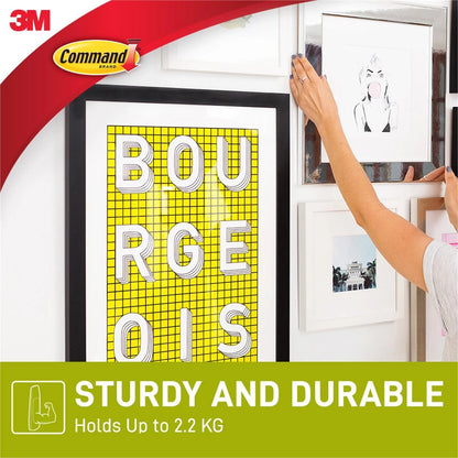 Command™ Large Metal Adhesive Picture Hanger, Damage-Free, Supports 2.2kg, Silver, 1 Pack