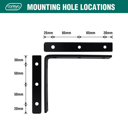 Carinya Heavy-Duty Black Angle Bracket 175x150mm, Stainless Steel, 100kg Load