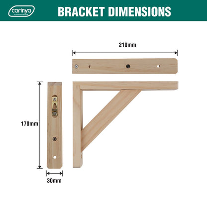 Carinya Raw Pine Stayed Bracket 210x170mm, DIY, Durable, 30kg Capacity