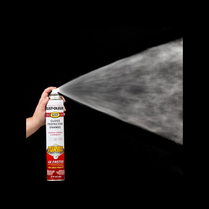 Rust-Oleum White Gloss Turbo Spray Paint 680g - Fast-Acting, High Coverage, Weather Resistant