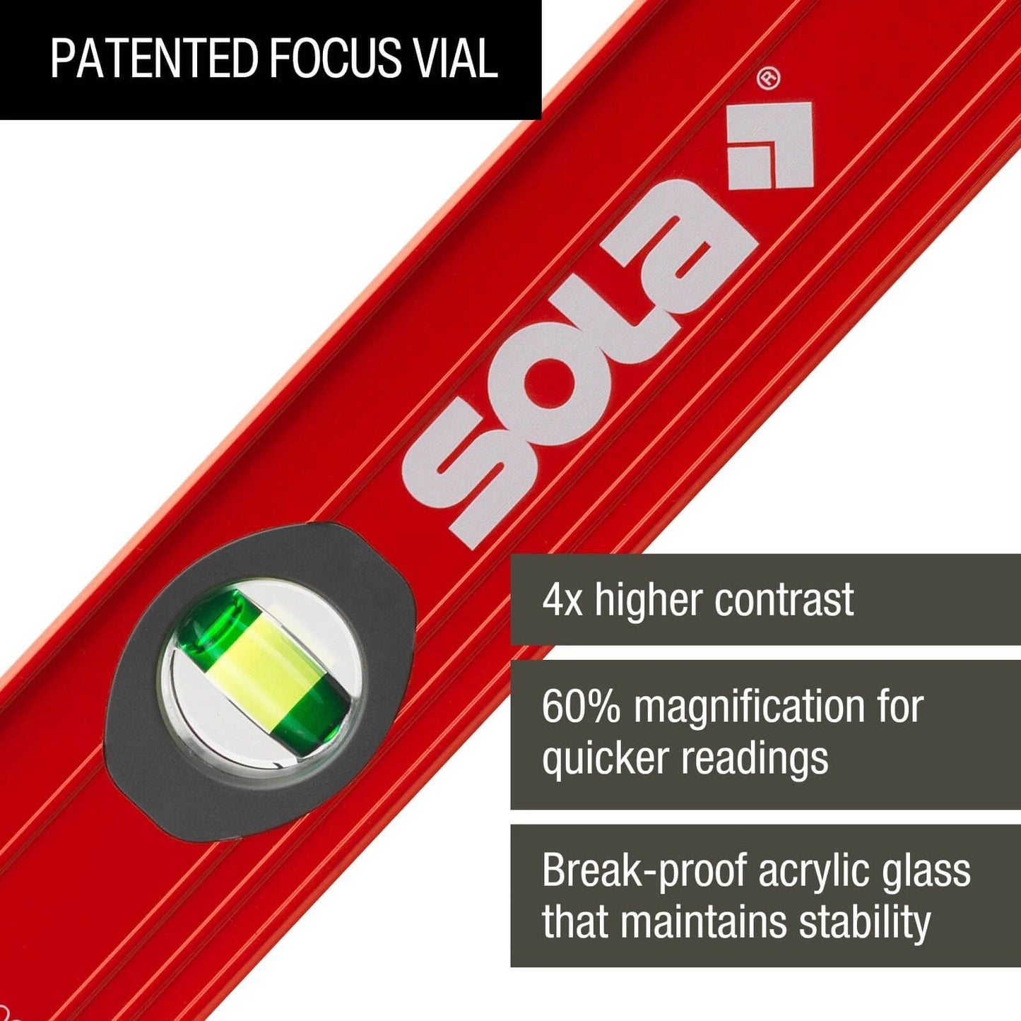 SOLA Spirit Level 180cm Red - Precision, Durable, Impact-Resistant, 30-Year Guarantee