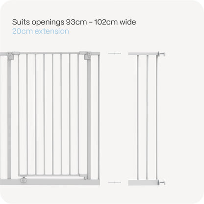 Perma Child Safety 20cm White Extra Tall Baby Gate Extension, Easy Assembly, Durable Steel