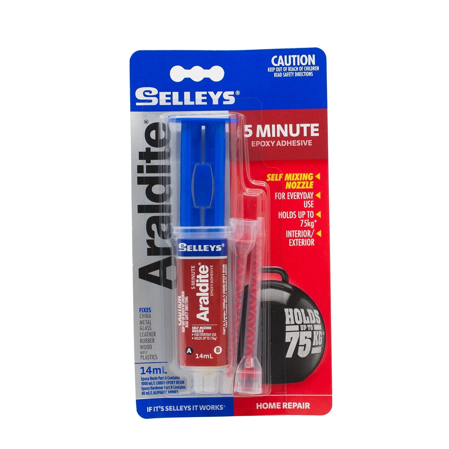 Selleys 14ml Araldite 5 Min Self Mixing Epoxy Glue, Fast Setting, Clear Drying