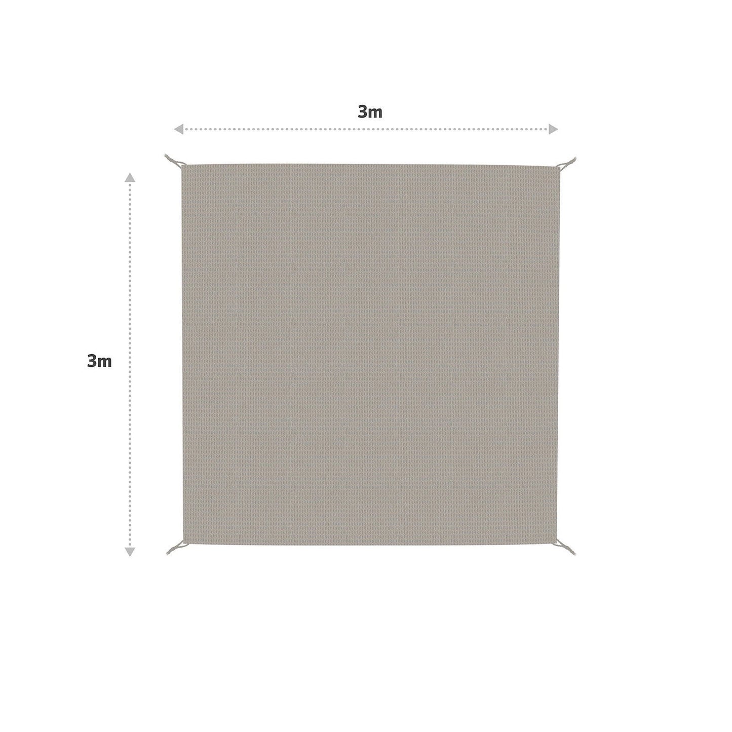 Coolaroo 3m Square Riverstone Shade Sail, 90% UV Block, Portable, Easy Setup