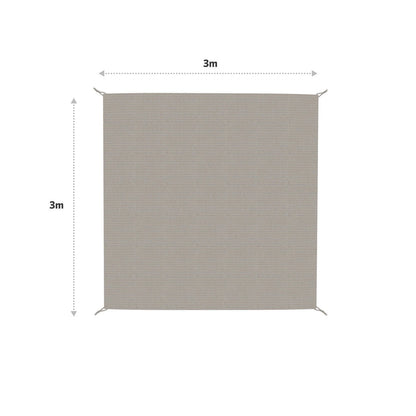 Coolaroo 3m Square Riverstone Shade Sail, 90% UV Block, Portable, Easy Setup