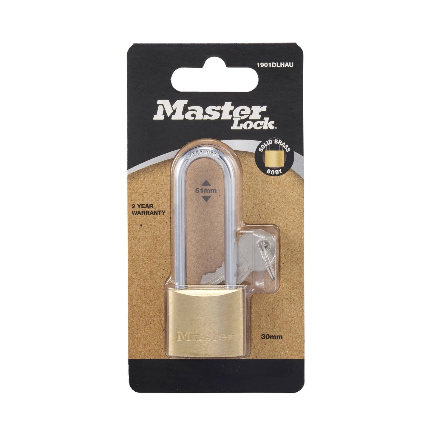 Master Lock 30mm Brass Padlock, Corrosion-Resistant, Hardened Steel Shackle, 2 Keys