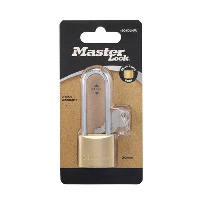 Master Lock 30mm Brass Padlock, Corrosion-Resistant, Hardened Steel Shackle, 2 Keys