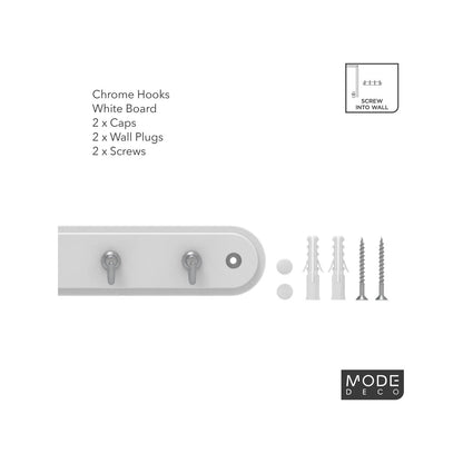 Mode Perma 7 Chrome Hooks Key Rack White - Durable, Easy Install, Modern Design