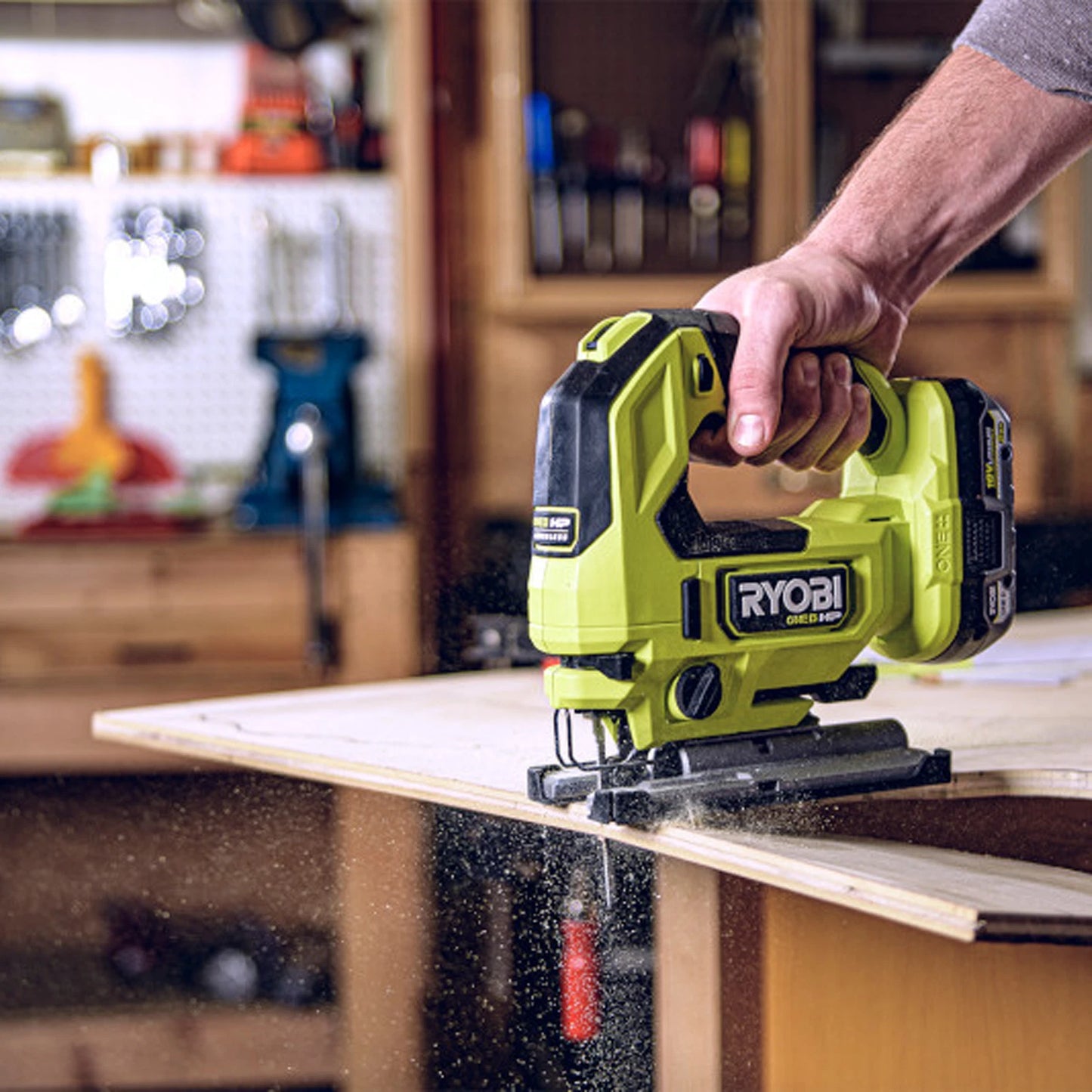 Ryobi 18V ONE+ HP Brushless Jigsaw, Cordless, Versatile Cutting, Quick Blade Change