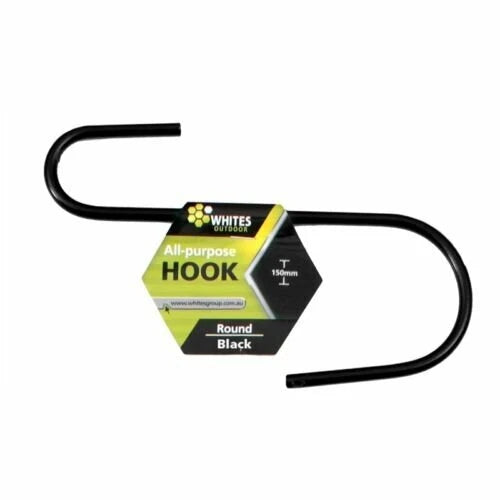 Whites Outdoor Black Round Hanging Basket Hook 150mm - Strong & Durable, Indoor/Outdoor Use