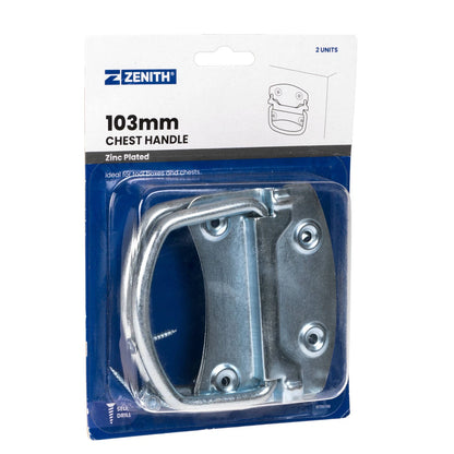 Zenith 103mm Zinc Plated Chest Handle 2 Pcs - Durable, Corrosion Resistant, Easy Install