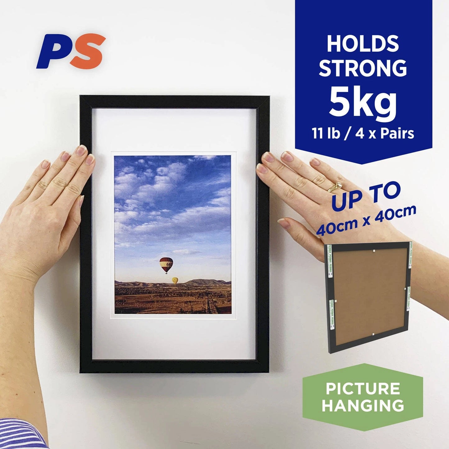 Permastik Thin Picture Strips - 30 Pairs, Supports 5kg, No Drilling, Easy Removal