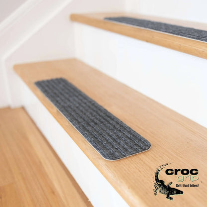 Croc Grip Grey Anti-Slip Carpet Treads 500mm x 100mm 3 Pack - Durable, Easy Install, Pet Friendly