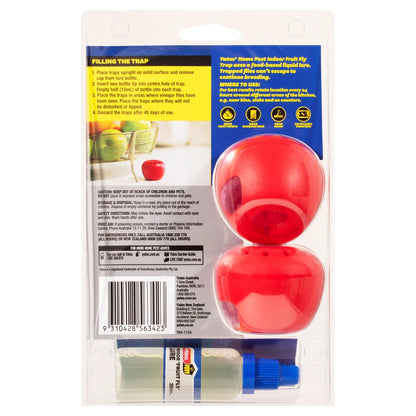 Yates Indoor Fruit Fly Trap 2 Pack - Pesticide-Free, Long-Lasting, Apple-Shaped Design