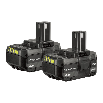 Ryobi 18V ONE+ 4.0Ah Battery Twin Pack, IntelliCell Tech, 200+ Tool Compatibility