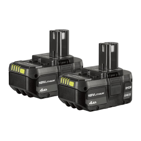 Ryobi 18V ONE+ 4.0Ah Battery Twin Pack, IntelliCell Tech, 200+ Tool Compatibility