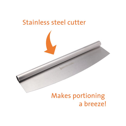 Jumbuck 33cm Ceramic Pizza Stone with Cutter & Wire Frame for Crispy Crusts