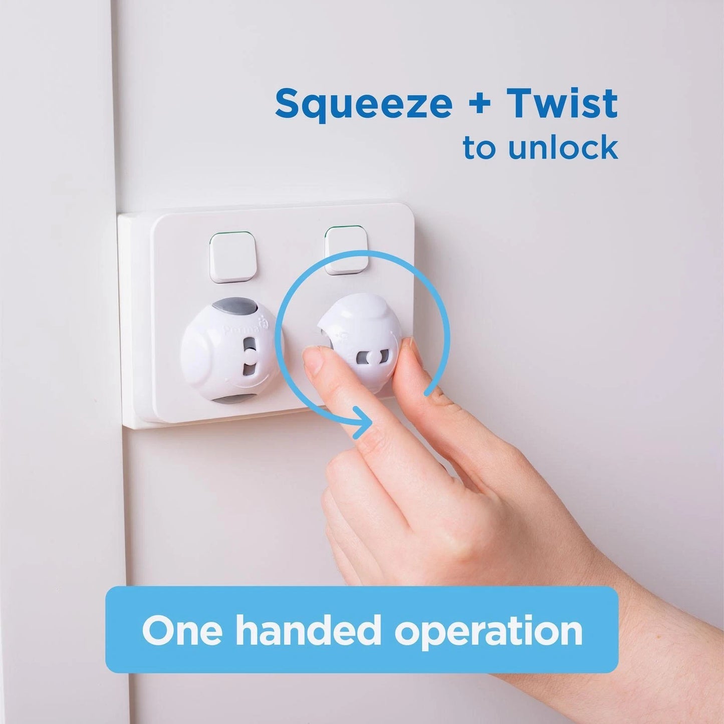 Perma Child Safety Premium Outlet Covers 12 Pack, Dual Action Unlock, Childproof Design