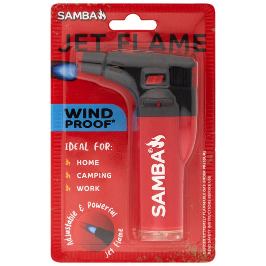 Samba Jet Flame Lighter - Wind Proof, Adjustable Flame, Safety Lock, Refillable, 1400°C