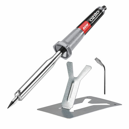 Ozito 80W Soldering Iron, Fast Heat-Up, Interchangeable Tips, Metal Stand Included