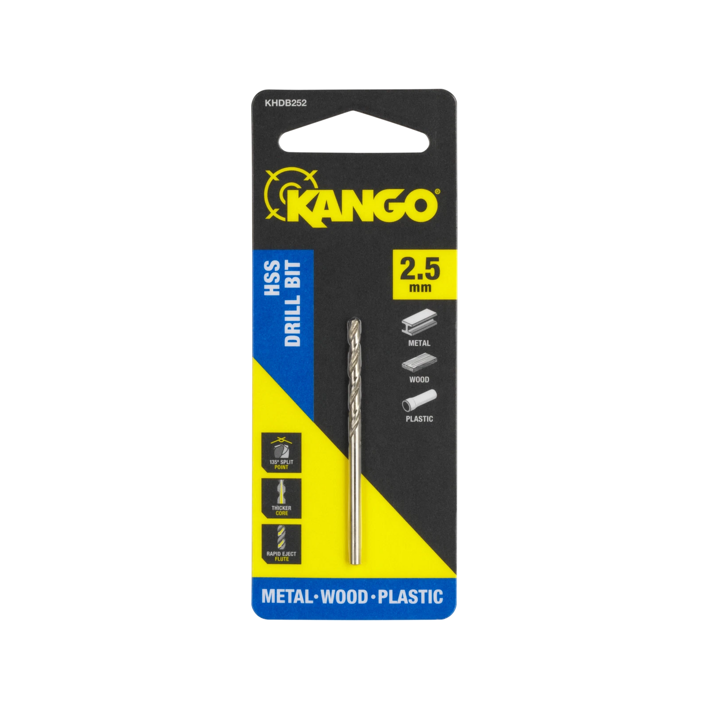 Kango 2.5mm HSS Drill Bit - Precision, Strength, 135° Split Point, Rapid Eject Flute