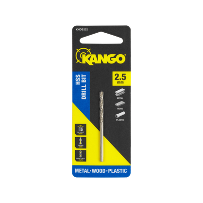 Kango 2.5mm HSS Drill Bit - Precision, Strength, 135° Split Point, Rapid Eject Flute