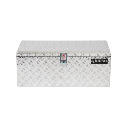 Rhino Aluminium Checkerplate Tool Box 780x355x305mm with Gas Struts & Croc-Loc Locking