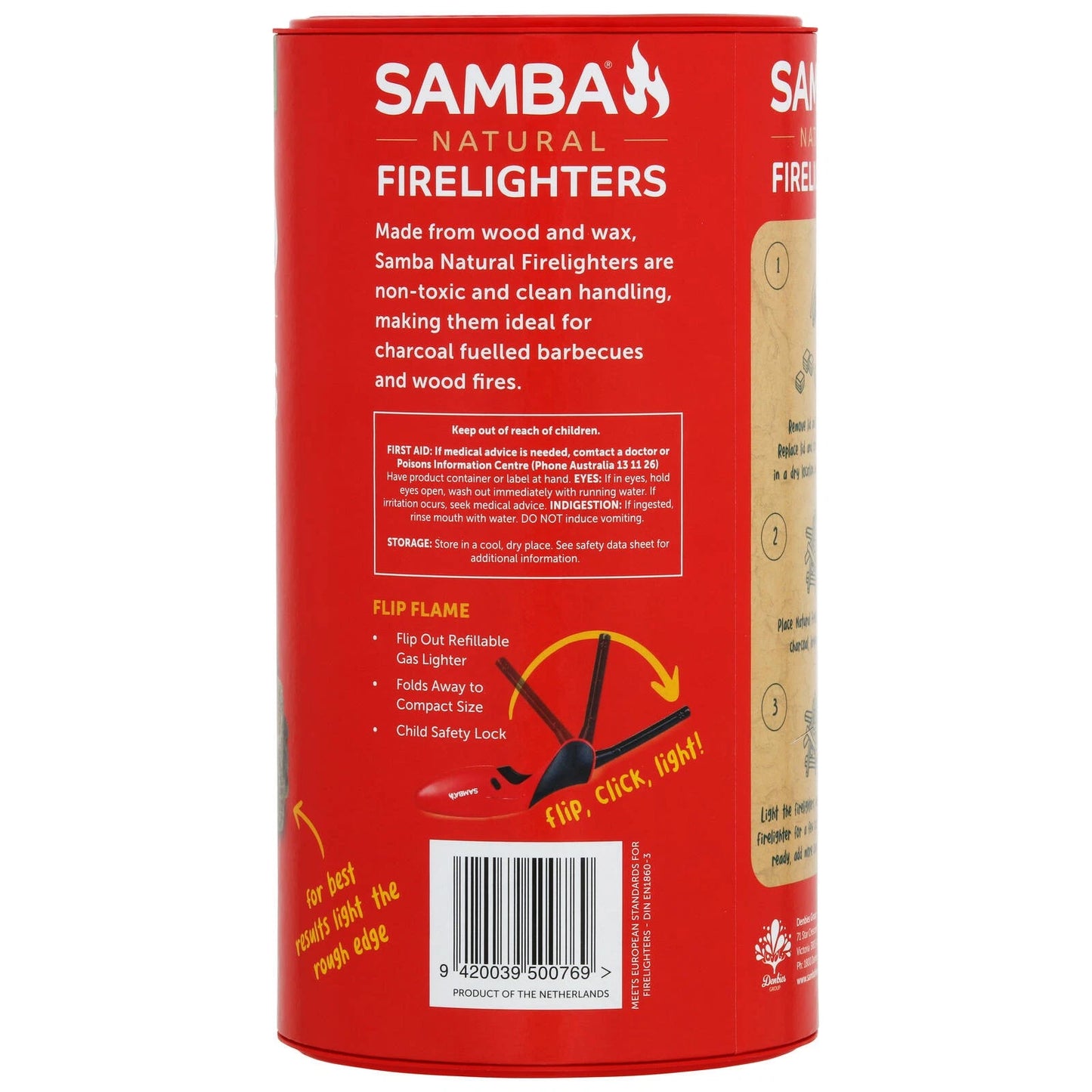 Samba Natural Firelighters 100 Pack - Safe, Long-Lasting, Convenient Storage