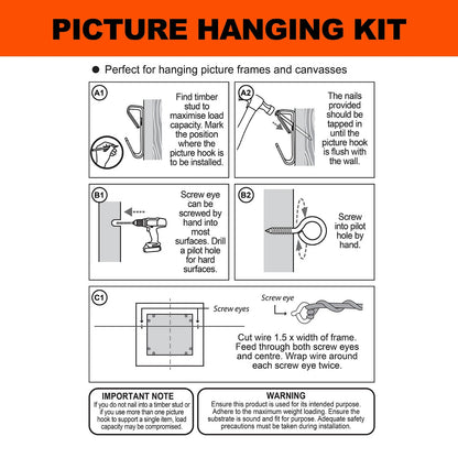 Everhang Brass Plated Picture Hanging Kit - Durable Steel/Copper, Easy Install, Versatile Use