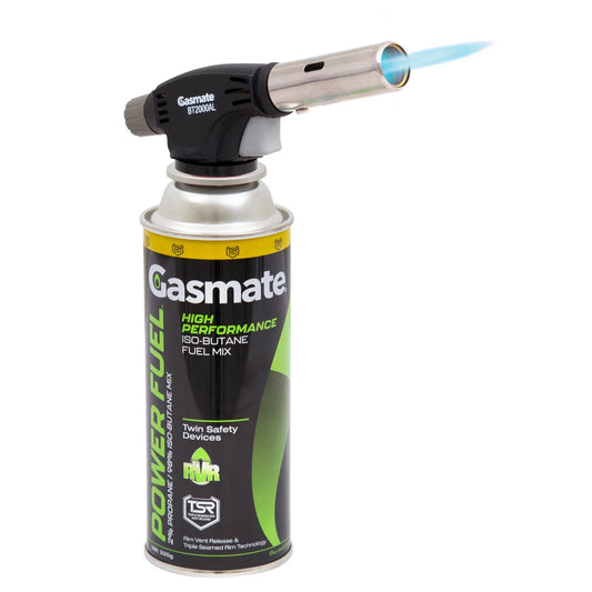 Gasmate Butane Fire Lighter Torch, Chrome/Black, Easy Ignition, Outdoor Cooking Tool