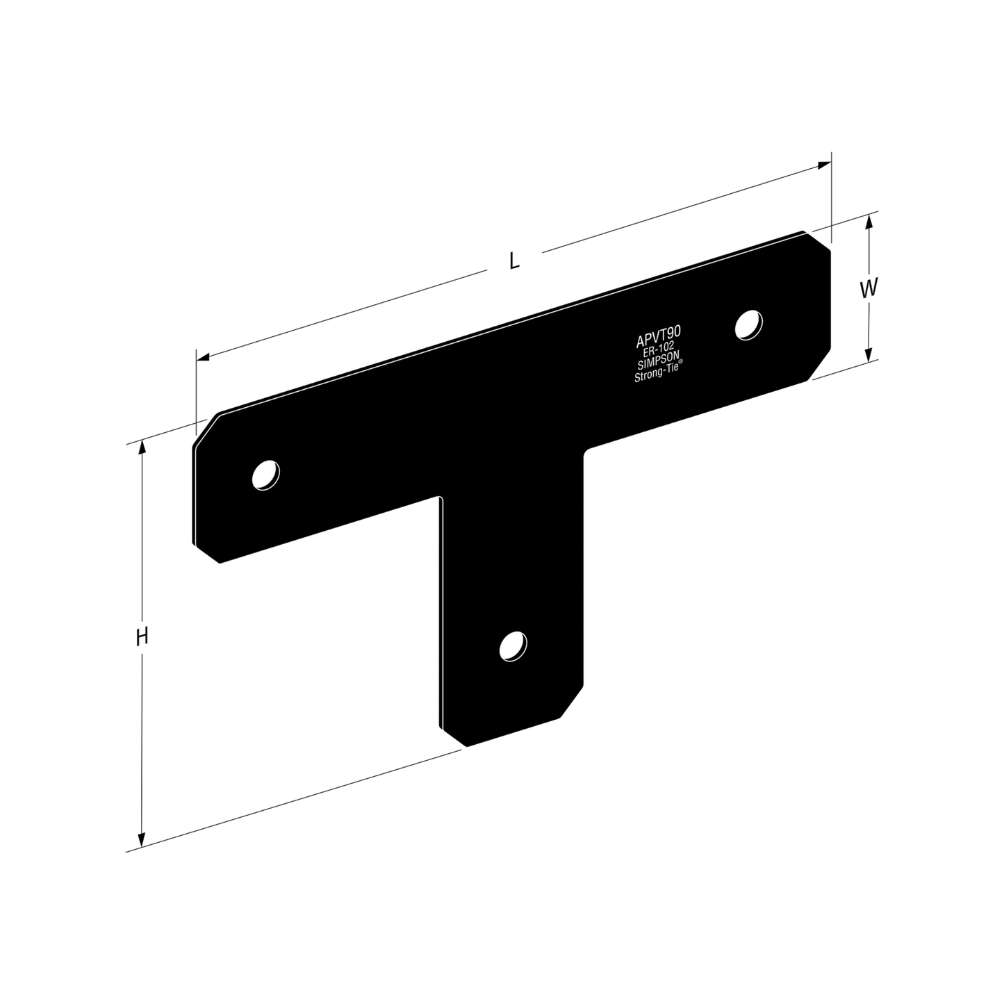 Simpson Strong-Tie Black Outdoor Accents Strap Tie T Plate 350x210x75mm, Corrosion-Resistant