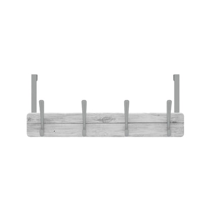 MODE 4 Brushed Nickel Over Door Hooks on White Wash Board Hanger, No Tools Required
