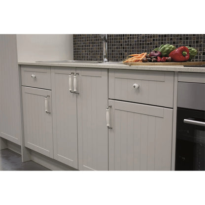 Prestige 128mm Brushed Nickel White Ceramic Handles - Pack of 4