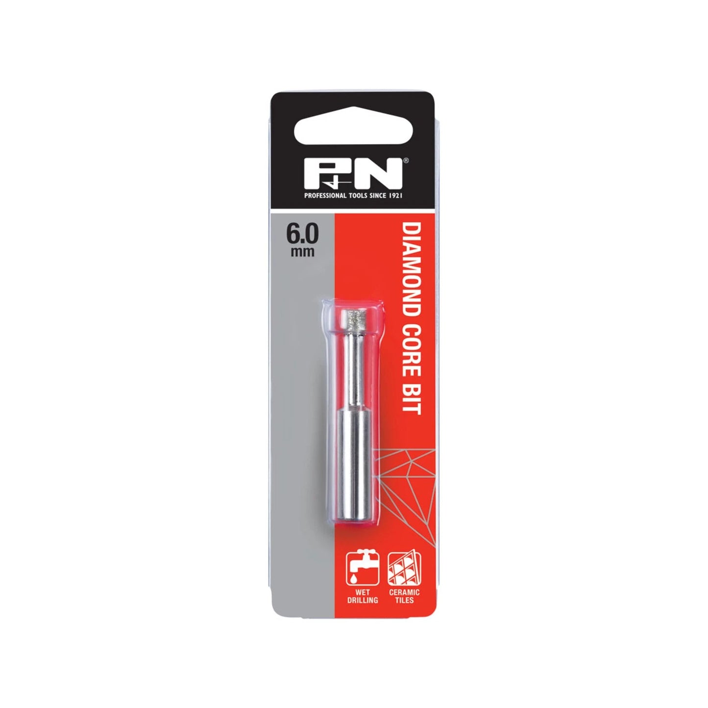 P&N 6mm Diamond Core Drill Bit for Wet Drilling, Precise Cuts in Porcelain & Ceramics