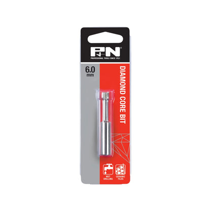 P&N 6mm Diamond Core Drill Bit for Wet Drilling, Precise Cuts in Porcelain & Ceramics