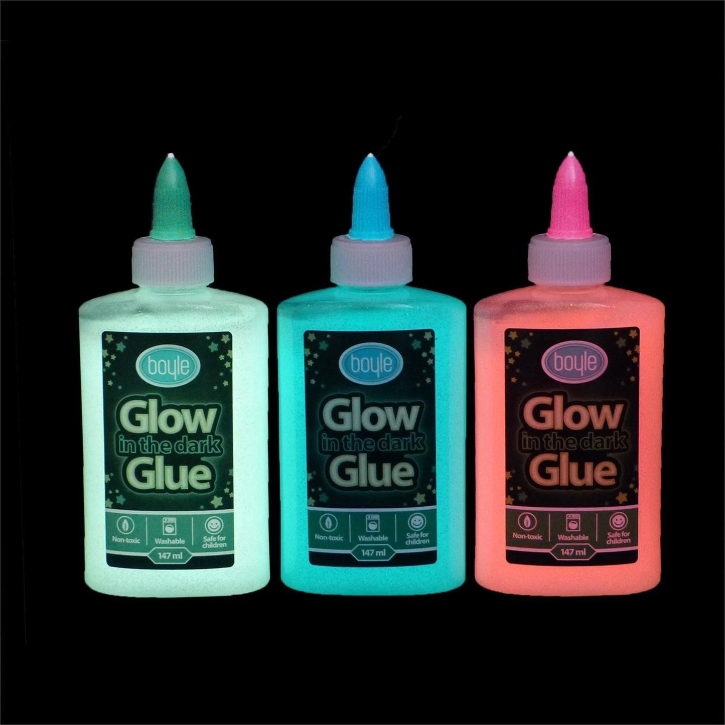 Boyle Glow In The Dark Adhesive Craft Glue 147ml - Child Safe, Washable, Rechargeable Glow