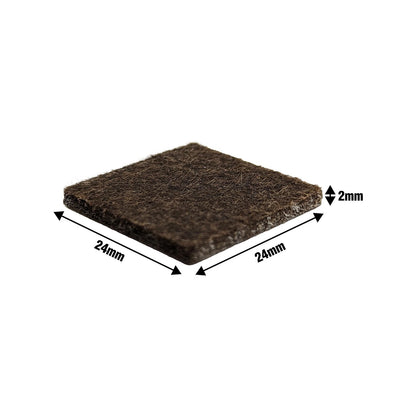 Surface Gard Brown Felt Floor Protectors 25x25mm, Noise Reduction, Self-Adhesive, 8 Pack