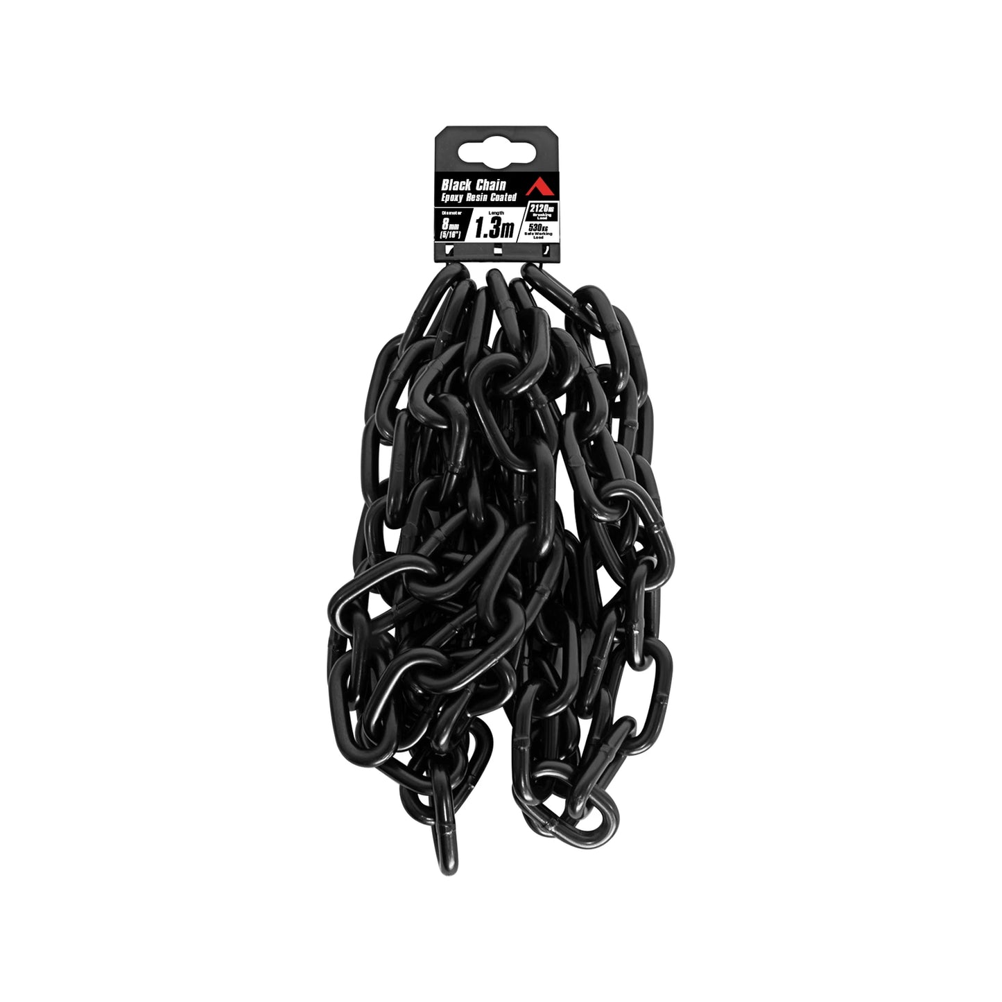 Pinnacle 8.0mm Black Chain 1.3m - Epoxy Coated, Rust Resistant, 530kg Load Limit