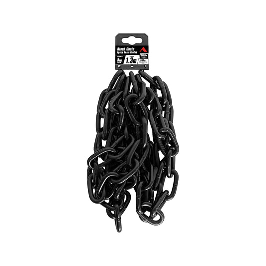 Pinnacle 8.0mm Black Chain 1.3m - Epoxy Coated, Rust Resistant, 530kg Load Limit