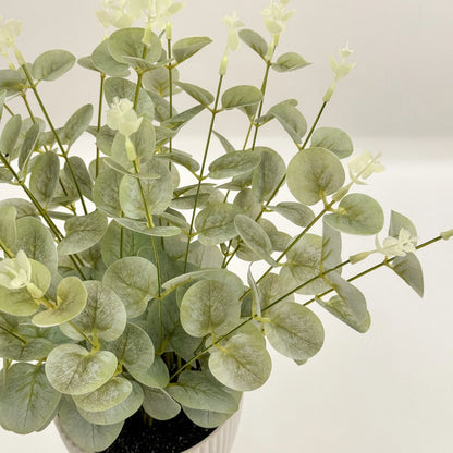 Artificial Baby Eucalyptus Plant - Green, 38cm, No Maintenance, White Pot