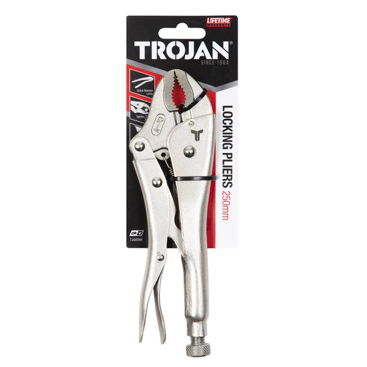 Trojan 250mm Locking Pliers, Quick Release, Chrome Vanadium, Lifetime Warranty