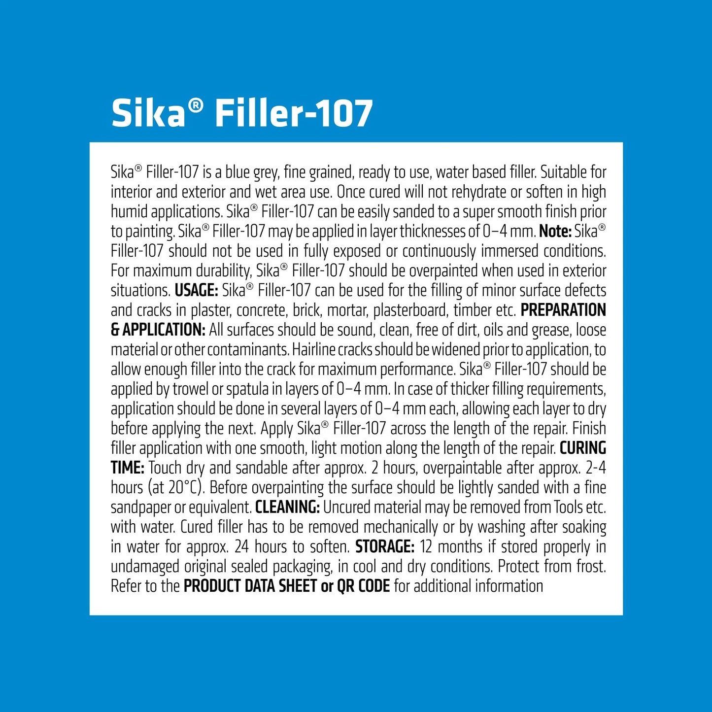 Sika 400ml Blue Grey Wet Area Filler, Water-Based, Fast Drying, Moisture-Resistant
