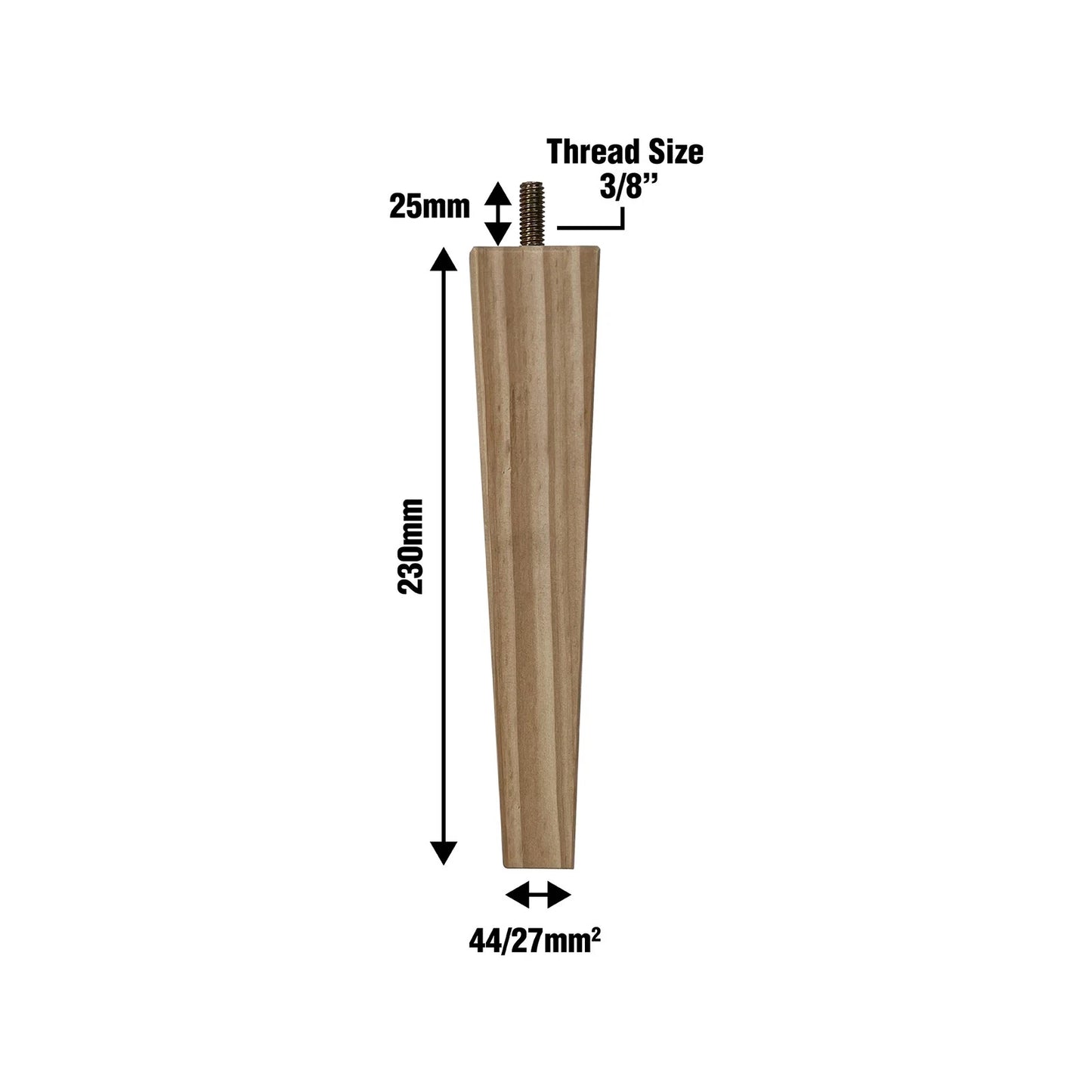 Adoored 230mm Pine Square Tapered Furniture Leg, Natural Wood, Easy Install, Modern Design