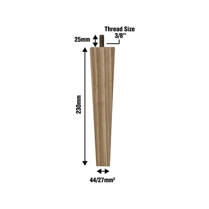 Adoored 230mm Pine Square Tapered Furniture Leg, Natural Wood, Easy Install, Modern Design