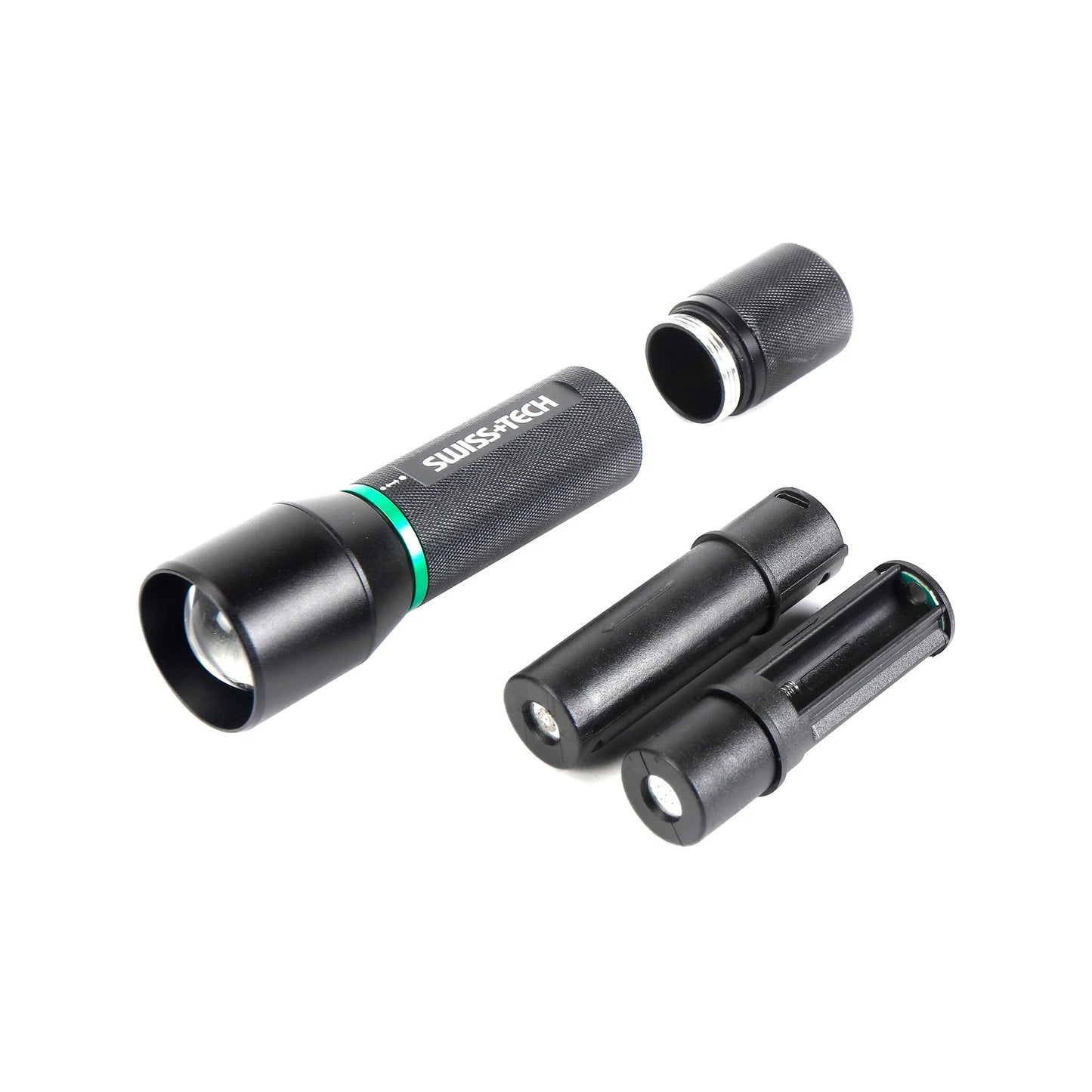 SWISS+TECH 450lm Dual Power Rechargeable Focus Beam Flashlight, USB, Water & Impact Resistant