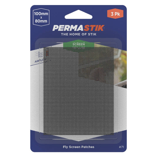 Permastik Adhesive Screen Patches 100x80mm 3 Pack - Easy Self-Adhesive Flyscreen Repair