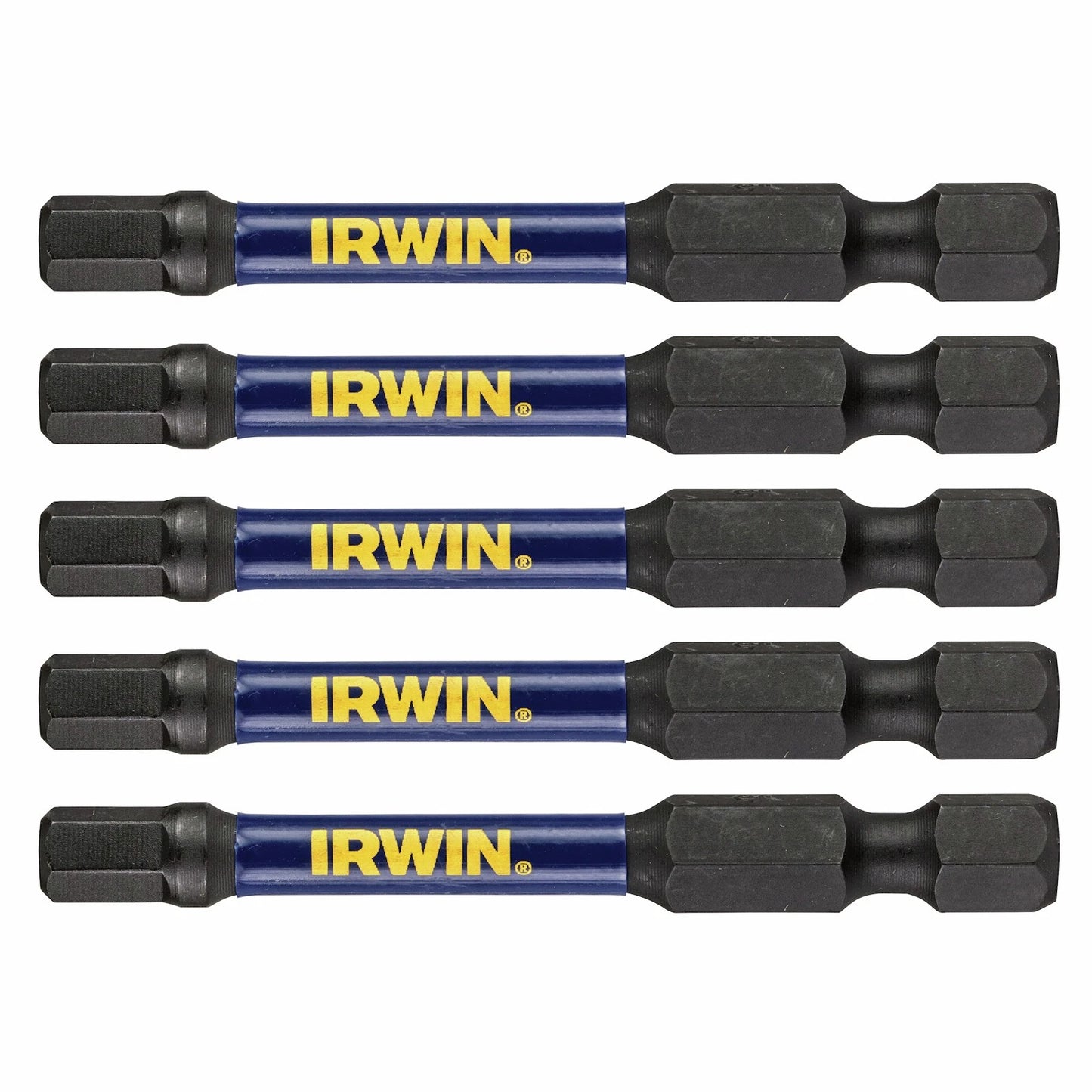 IRWIN 57mm Impact Pro Hex Bits 5 Pack - Full Fitment, Magnetised Tips, Optimized Flex Zone